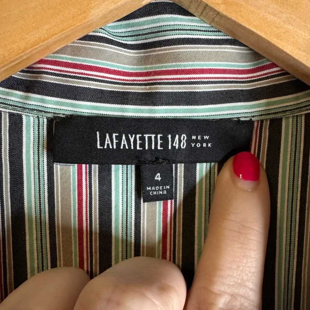 Lafayette 148 New York SZ 4 Striped Button Down Shirt - Multicolor - Picture 4 of 8